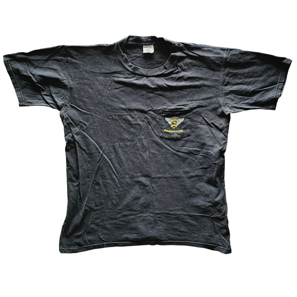 Camel Roadhouse T-Shirt XL American Born Black Cotton Distressed Tee 1996 Dayton